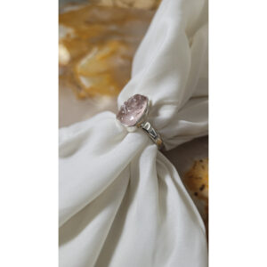 Anel Morganita Prata 925 Amuleto Pedras Naturais Cristais