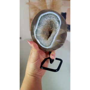 Geodo de Ágata em Base de Metal Pedras Naturais Cristais Escolha o Seu