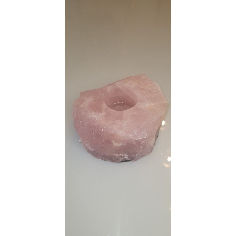 Porta Velas Quartzo Rosa Castiçal Pedra Natural Escolha o Seu